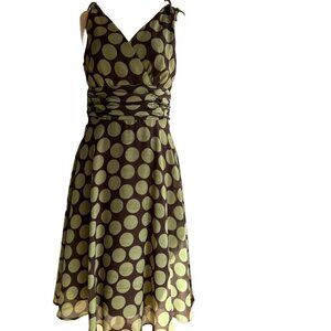 Olive Polka Dot Formal Summer Dress Size 14